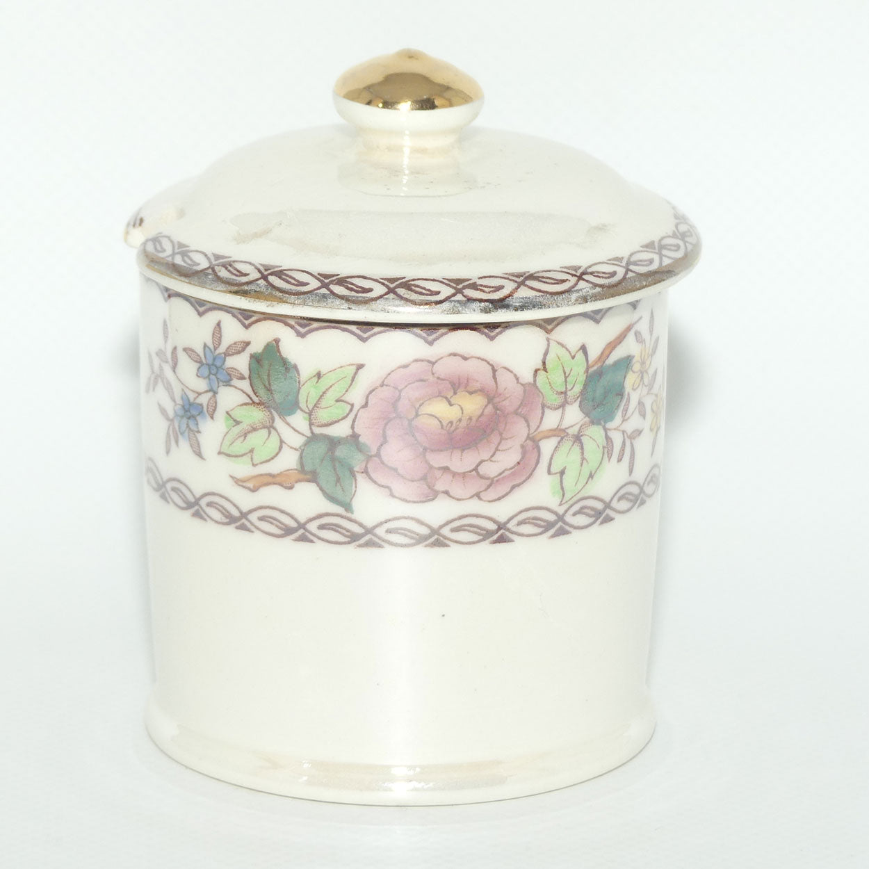Maling Lustre Peony Rose lidded jam pot