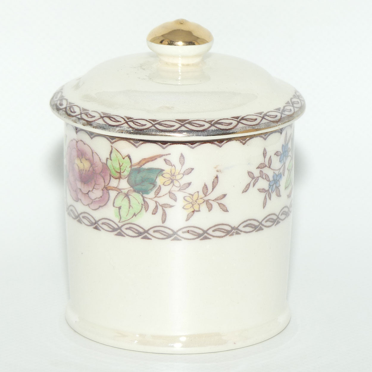 Maling Lustre Peony Rose lidded jam pot