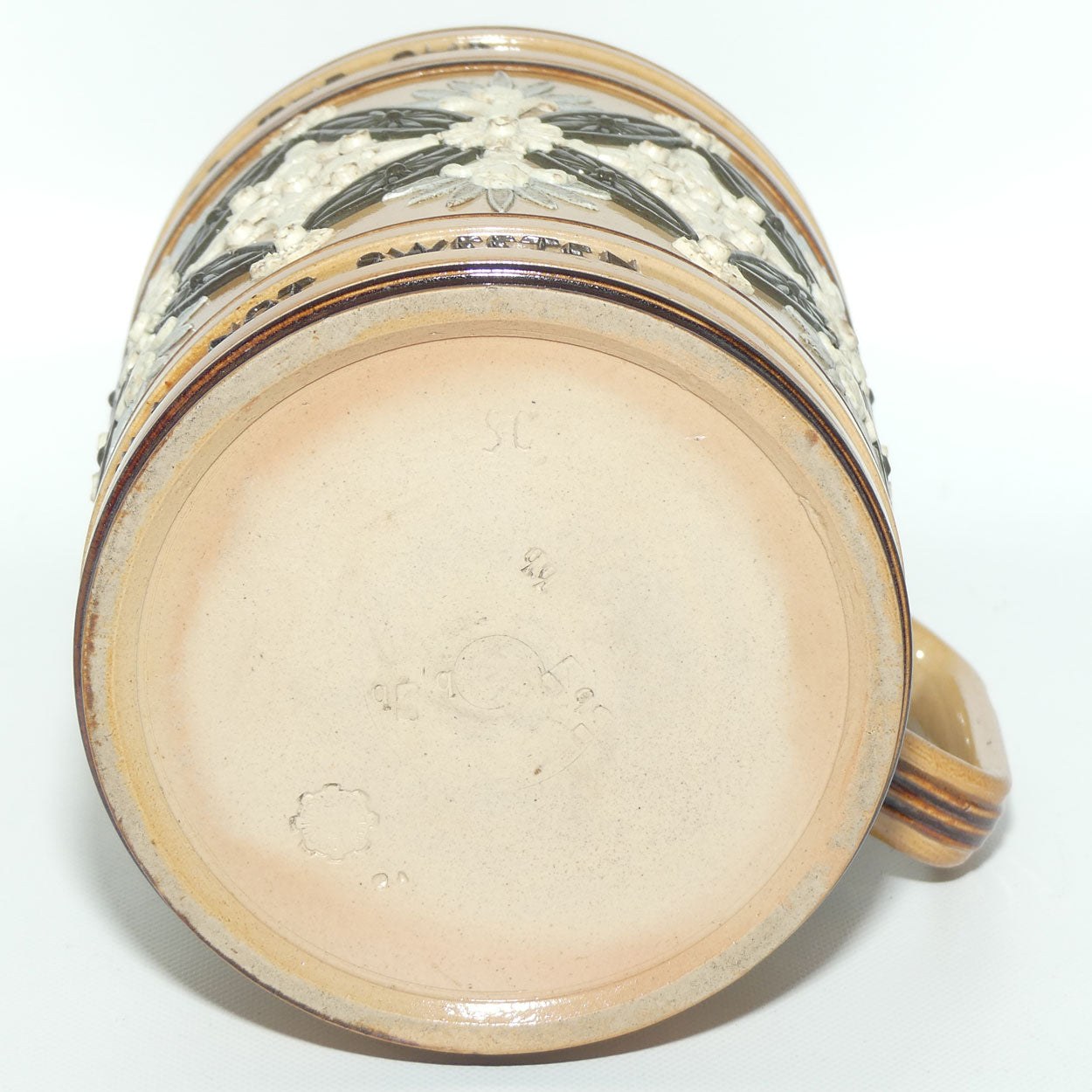 Doulton Lambeth stoneware large Motto tankard or jug