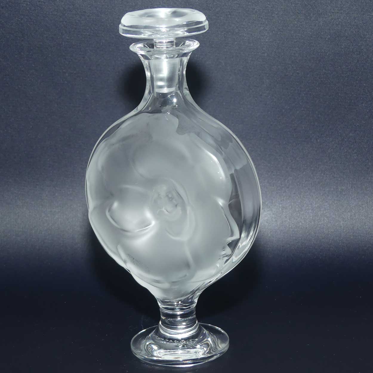 Lalique France Moulin Rouge design tall perfume bottle