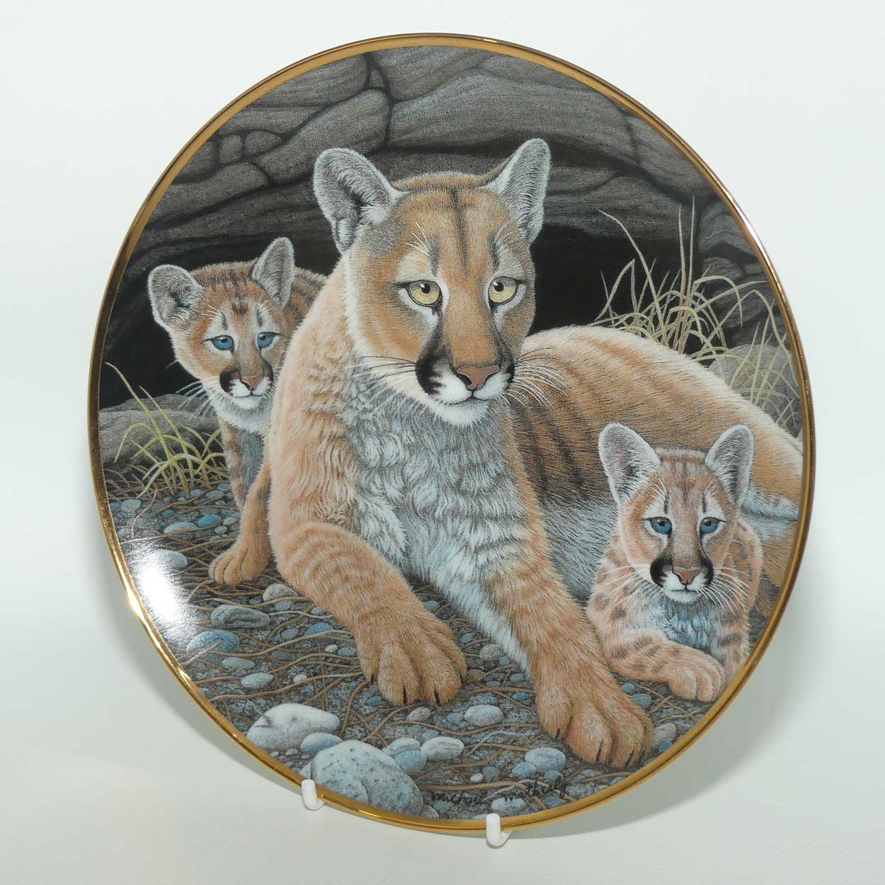 Franklin Mint | National Wildlife plate by Michael Matherly | Mountain Lions