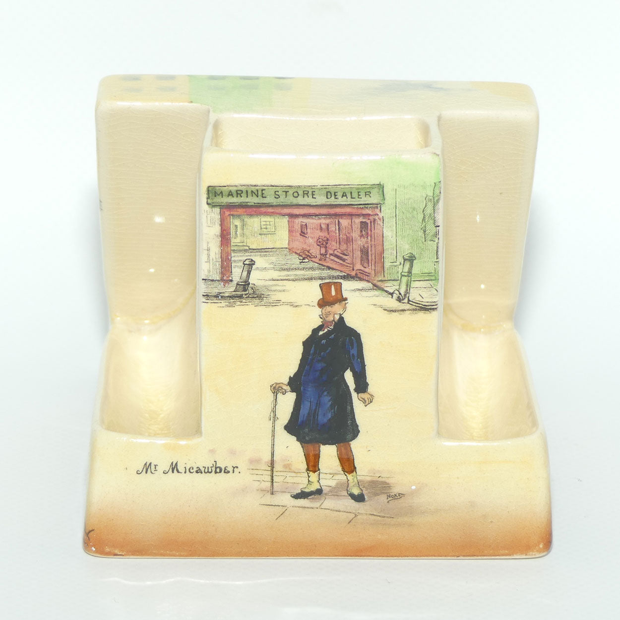 Royal Doulton Dickens Mr Pickwick and Mr Micawber cigarette dispenser D5175