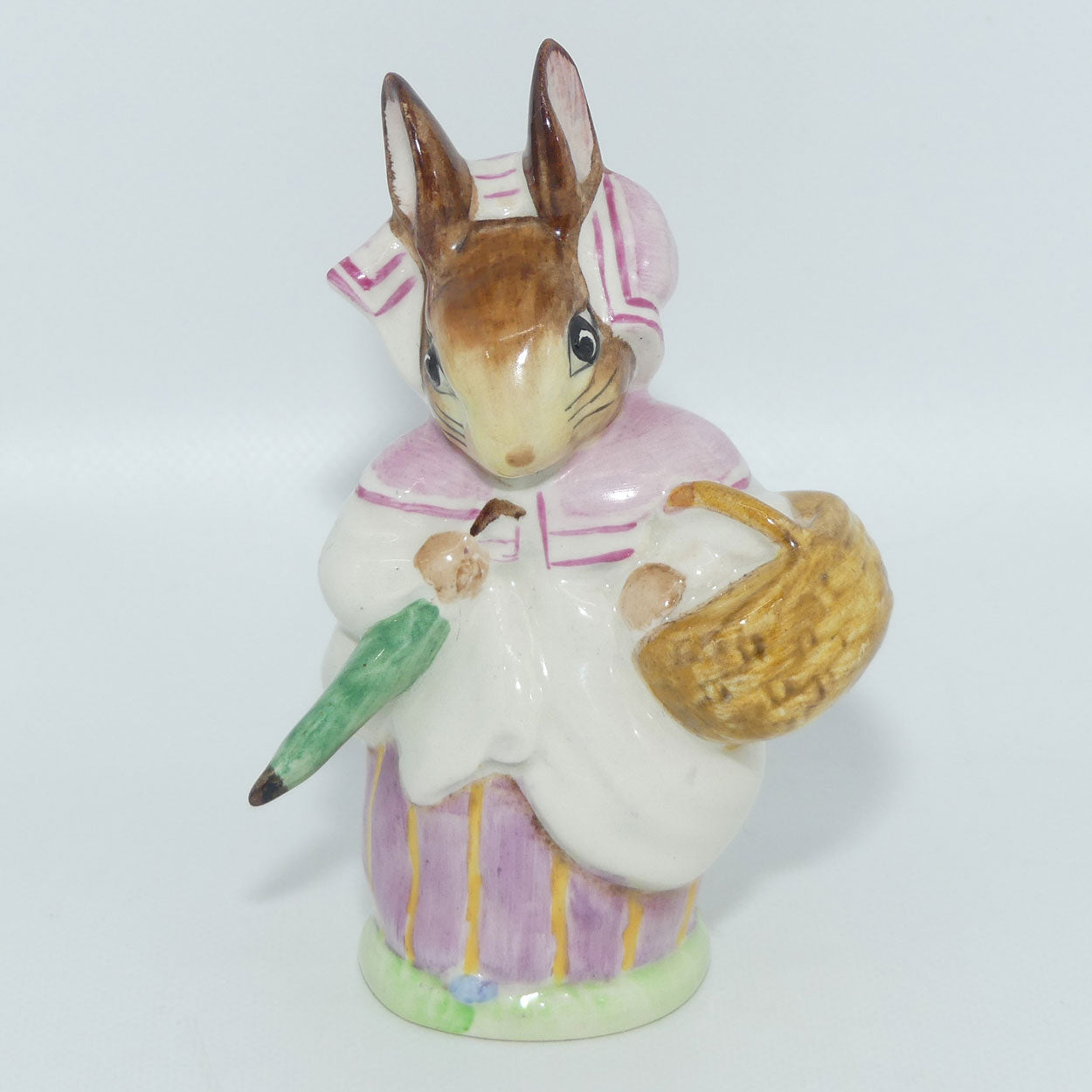 Beswick Beatrix Potter Mrs Rabbit | Umbrella Out | Lilac | GOLD OVAL BP2a #3