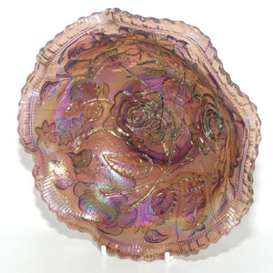 Imperial Mulberry Carnival Glass Roses Bowl