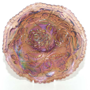 Imperial Mulberry Carnival Glass Roses Bowl