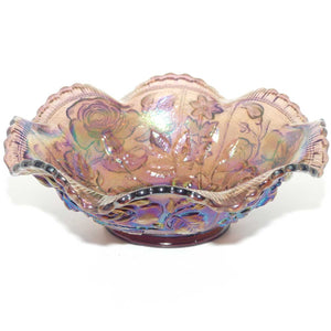 Imperial Mulberry Carnival Glass Roses Bowl