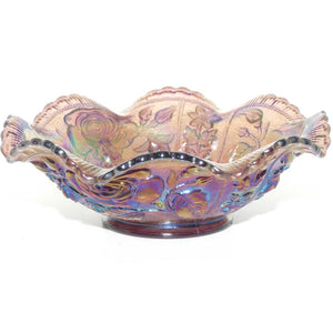 Imperial Mulberry Carnival Glass Roses Bowl