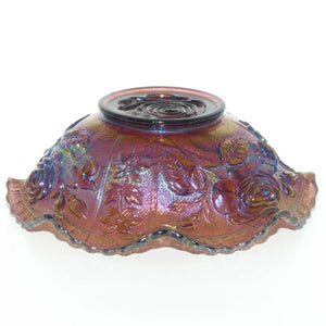 Imperial Mulberry Carnival Glass Roses Bowl