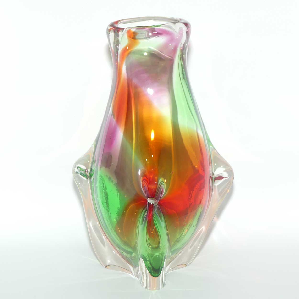 Czech Art Glass Vase | Sommerso style | Multicolour design and Great Shape