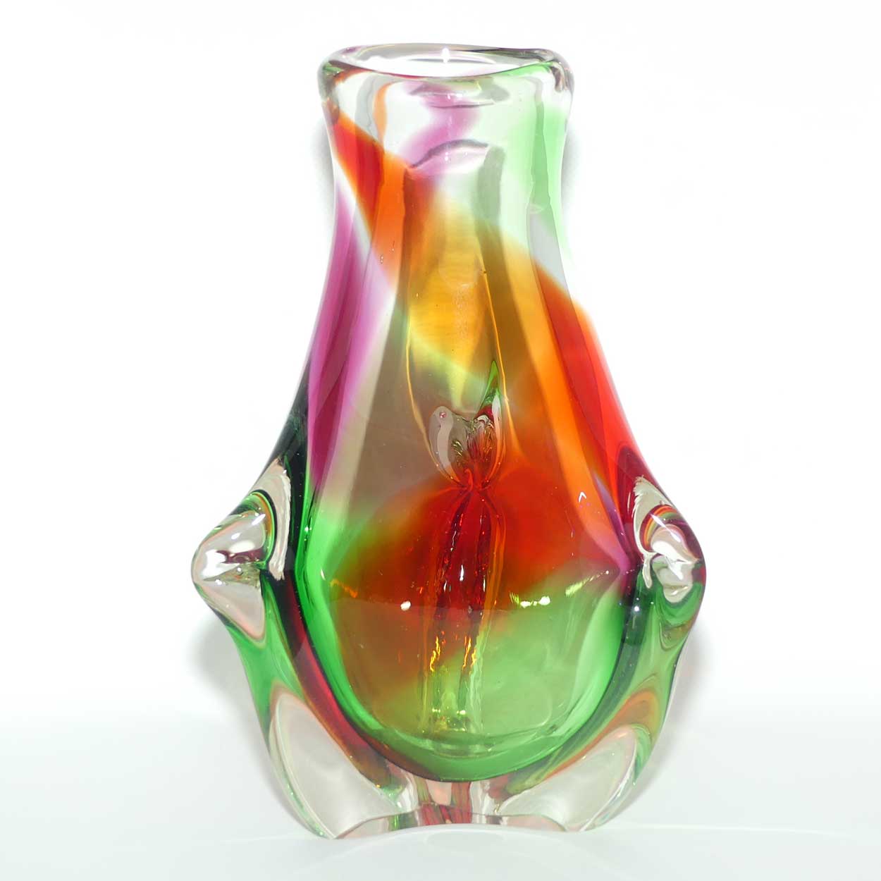 Czech Art Glass Vase | Sommerso style | Multicolour design and Great Shape