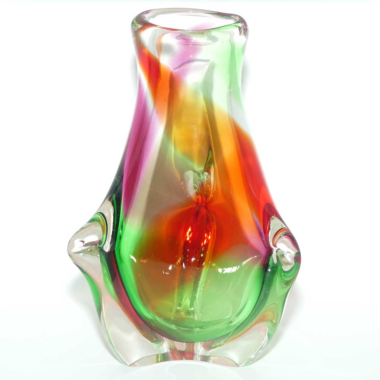 Czech Art Glass Vase | Sommerso style | Multicolour design and Great Shape