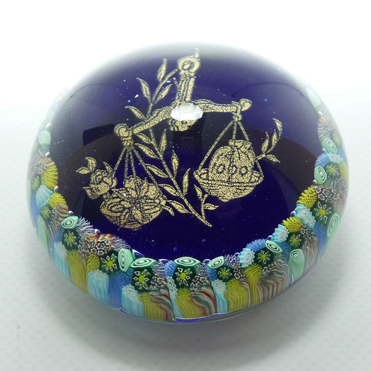 Vintage Murano Glass paperweight | Millefiori and Gilt Foil | 3 Fiori Murano