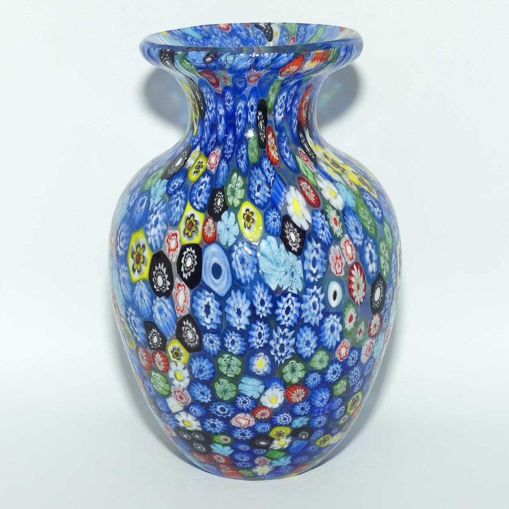 Murano Glass Blue Millefiori vase | Murrine design