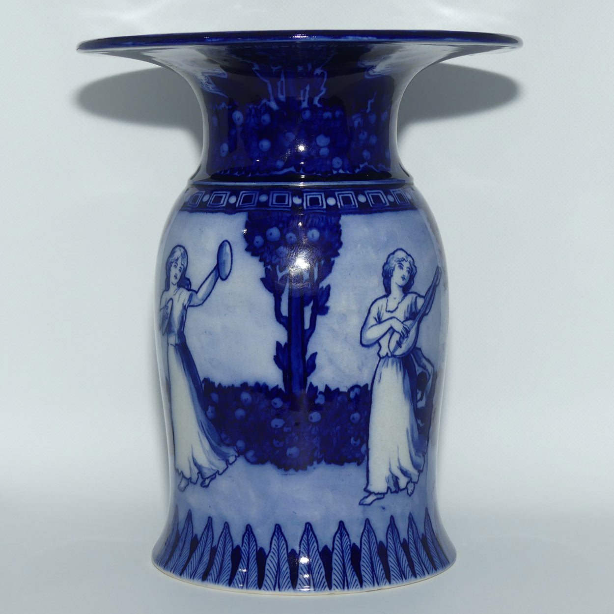 Royal Doulton Flow Blue Morrisian pot | Depicts Music and Dance B D331
