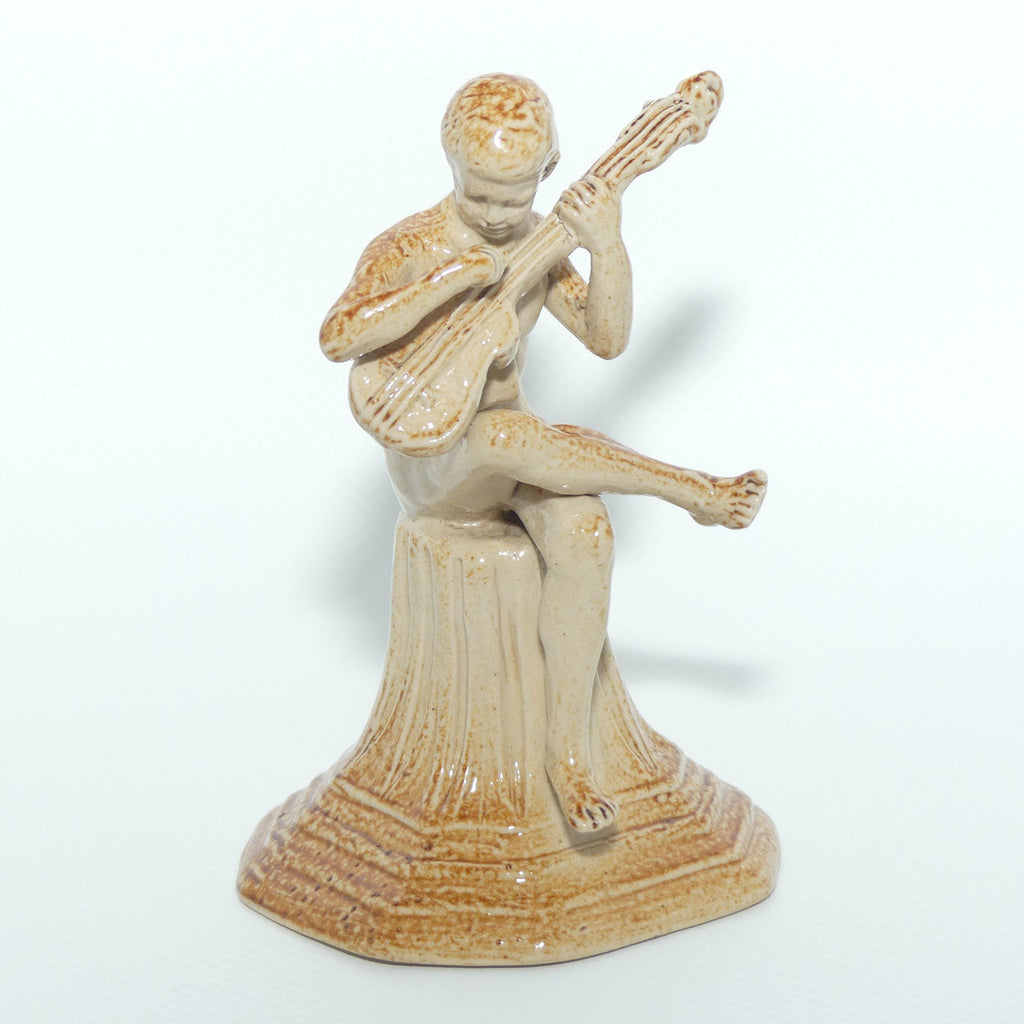 Doulton Lambeth Merry Musician figure by George Tinworth | Cross Legged Boy with Guitar