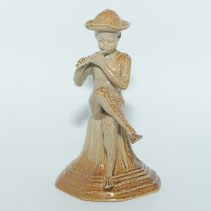 Doulton Lambeth Merry Musician figure by George Tinworth | Boy in Hat with Pan Pipe