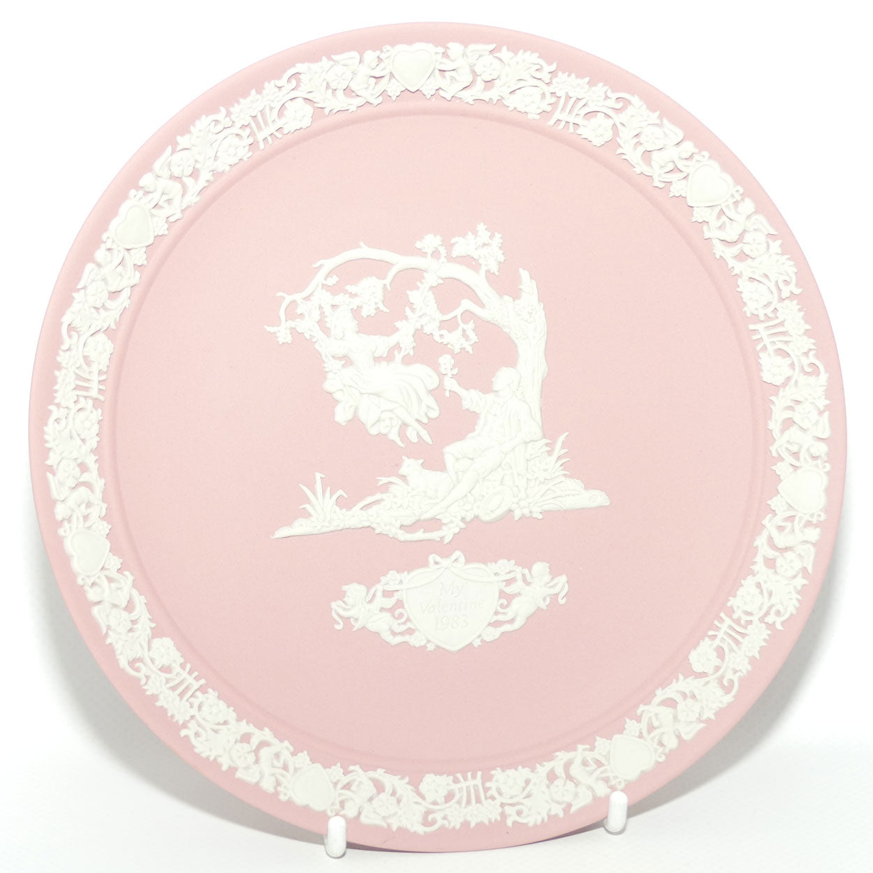 Wedgwood Jasper | White and  Pink | My Valentine plate 1983 | 16.7cm