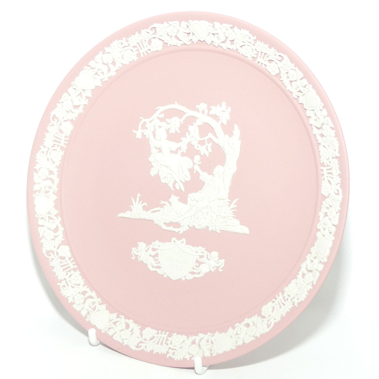 Wedgwood Jasper | White and  Pink | My Valentine plate 1983 | 16.7cm