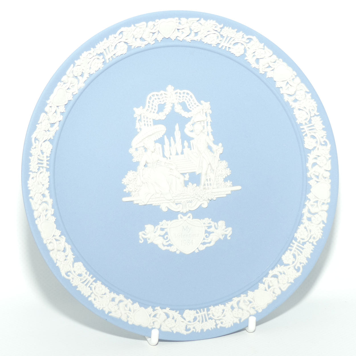 Wedgwood Jasper | White and  Pale Blue | My Valentine plate 1984 | 16.7cm