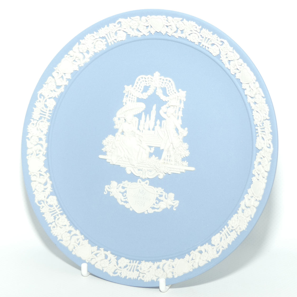 Wedgwood Jasper | White and  Pale Blue | My Valentine plate 1984 | 16.7cm