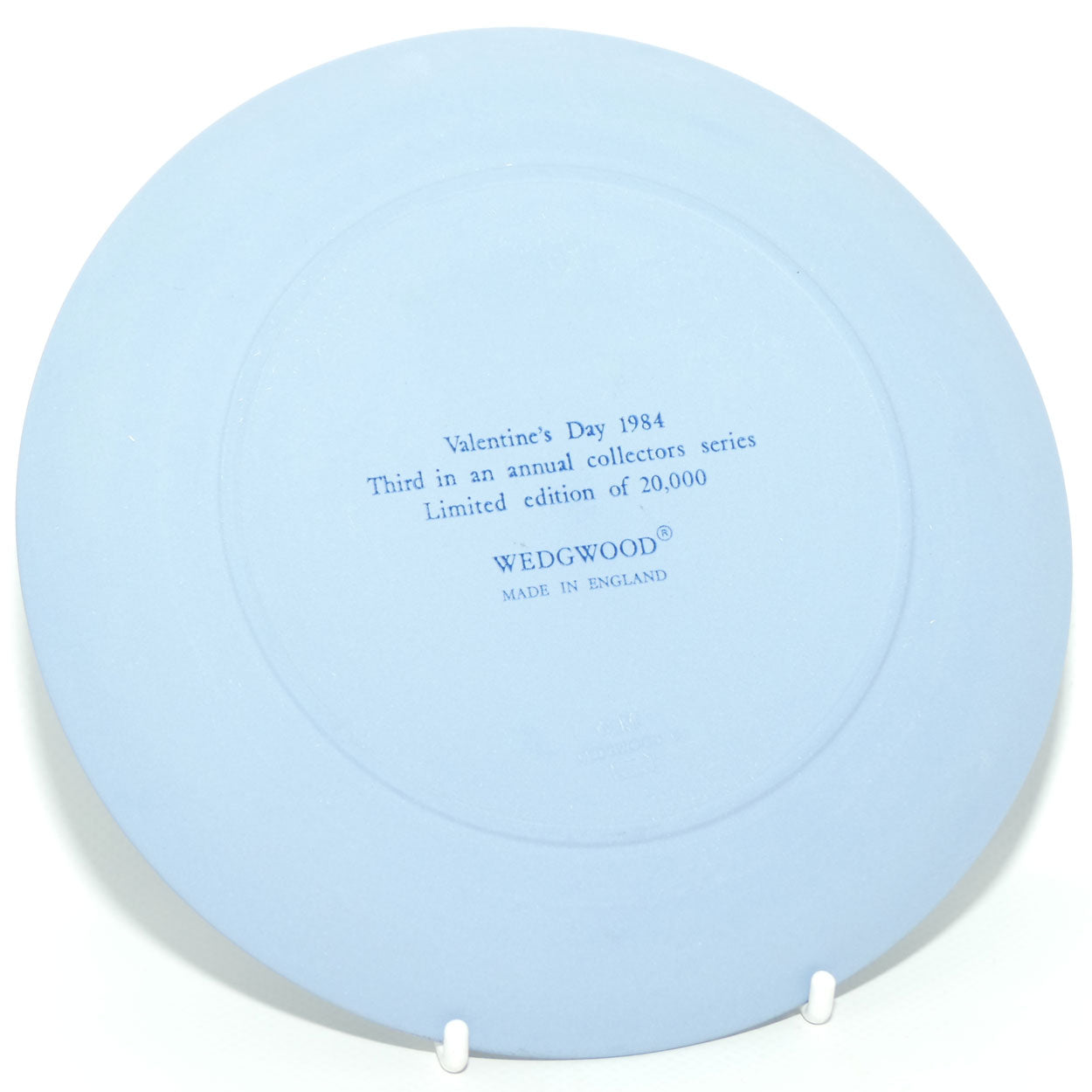 Wedgwood Jasper | White and  Pale Blue | My Valentine plate 1984 | 16.7cm