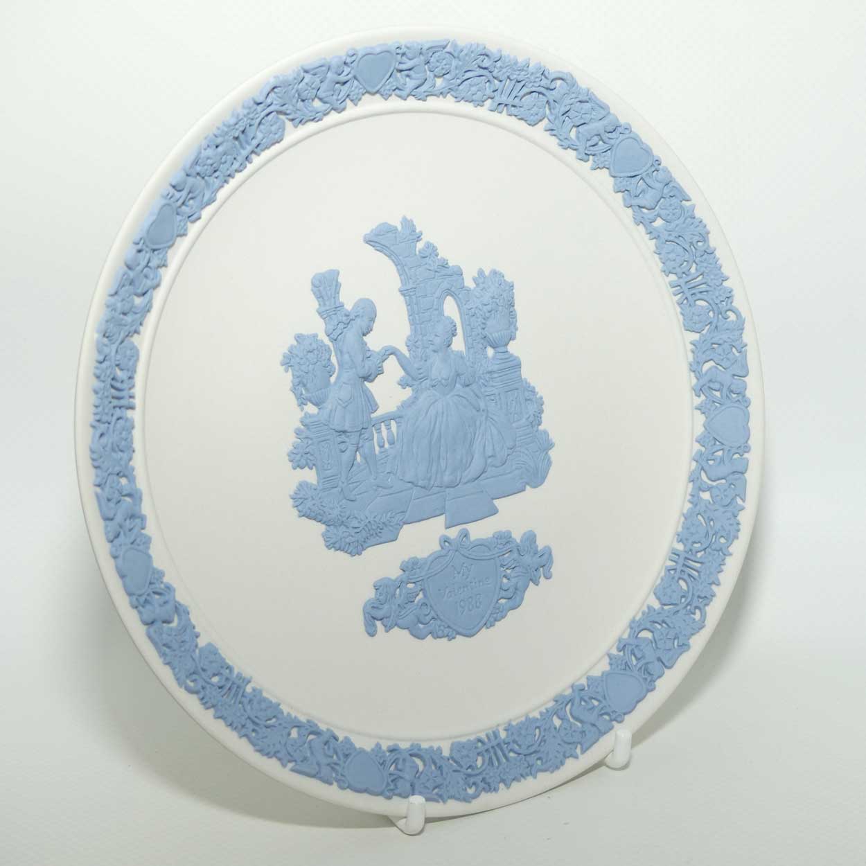 Wedgwood Jasper | Pale Blue on White | My Valentine plate 1988 | box + cert