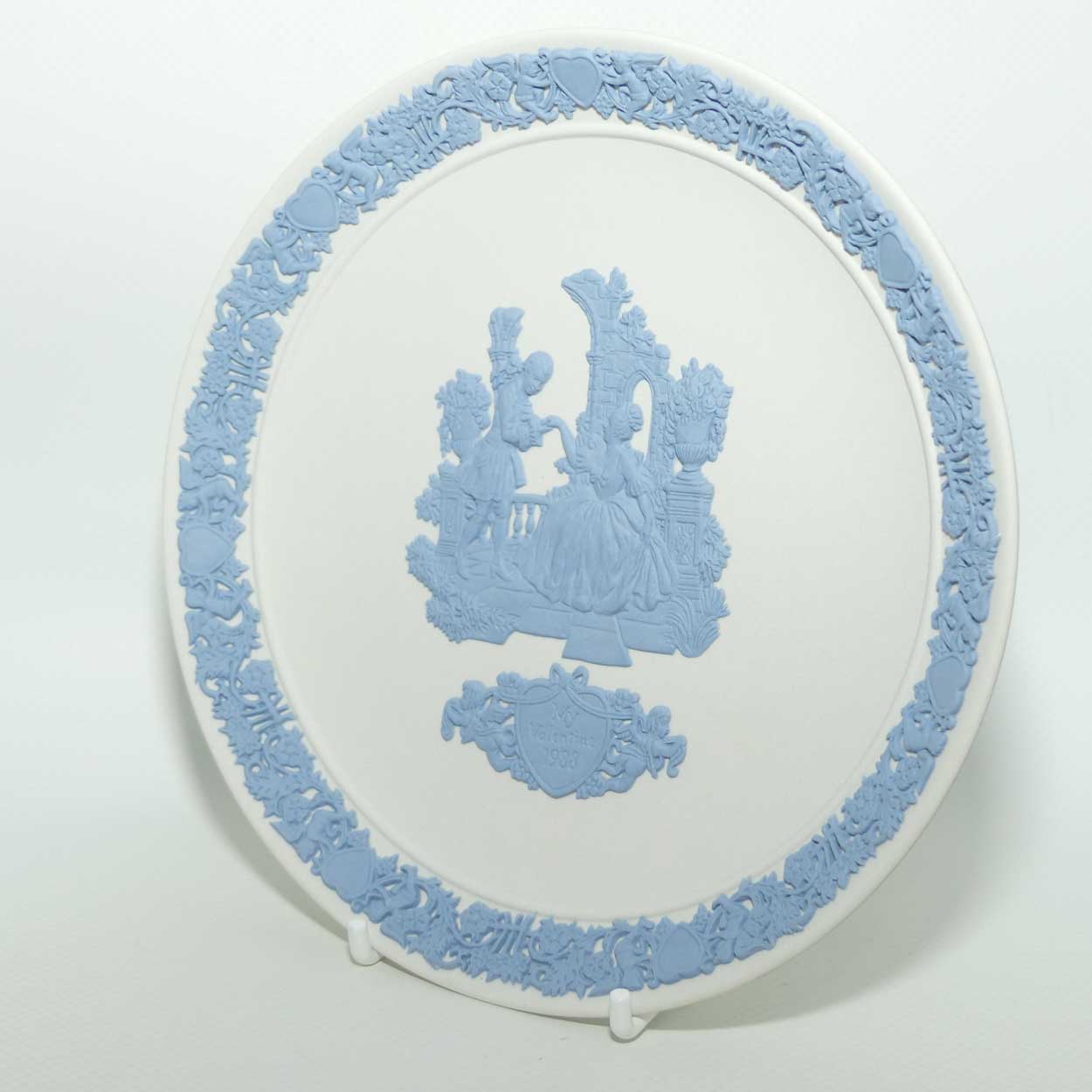 Wedgwood Jasper | Pale Blue on White | My Valentine plate 1988 | box + cert
