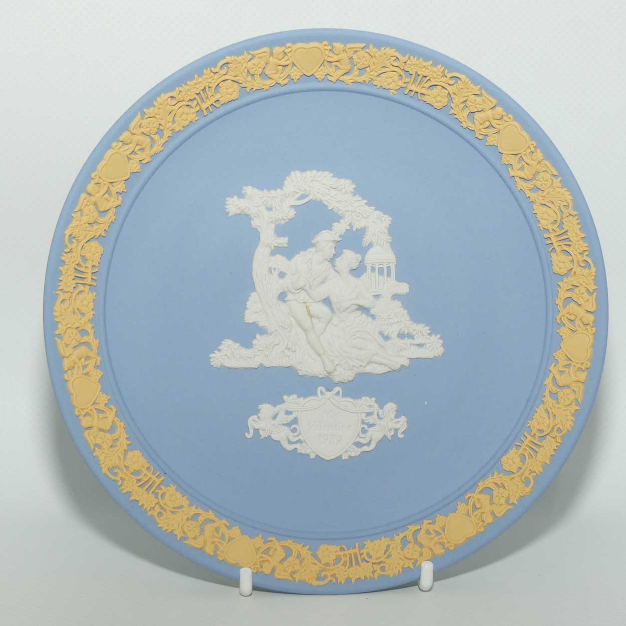 Wedgwood Jasper | White and Cane on Pale Blue | My Valentine plate 1989 | box + cert