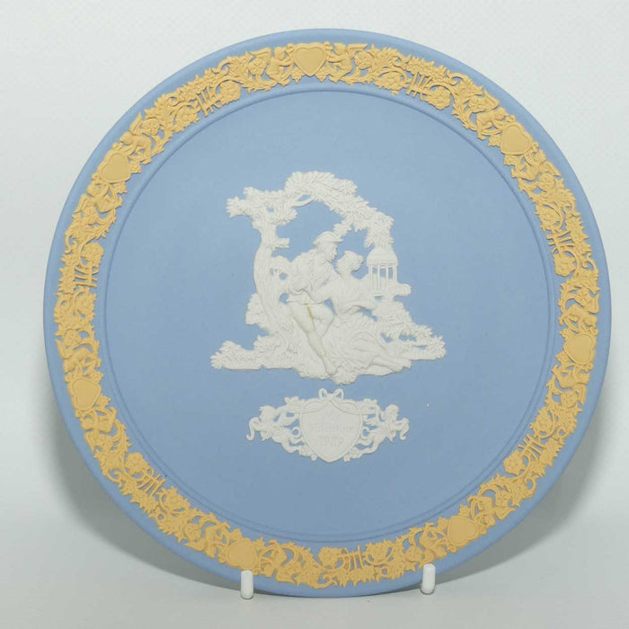 Wedgwood Jasper | White and Cane on Pale Blue | My Valentine plate 1989 | box + cert