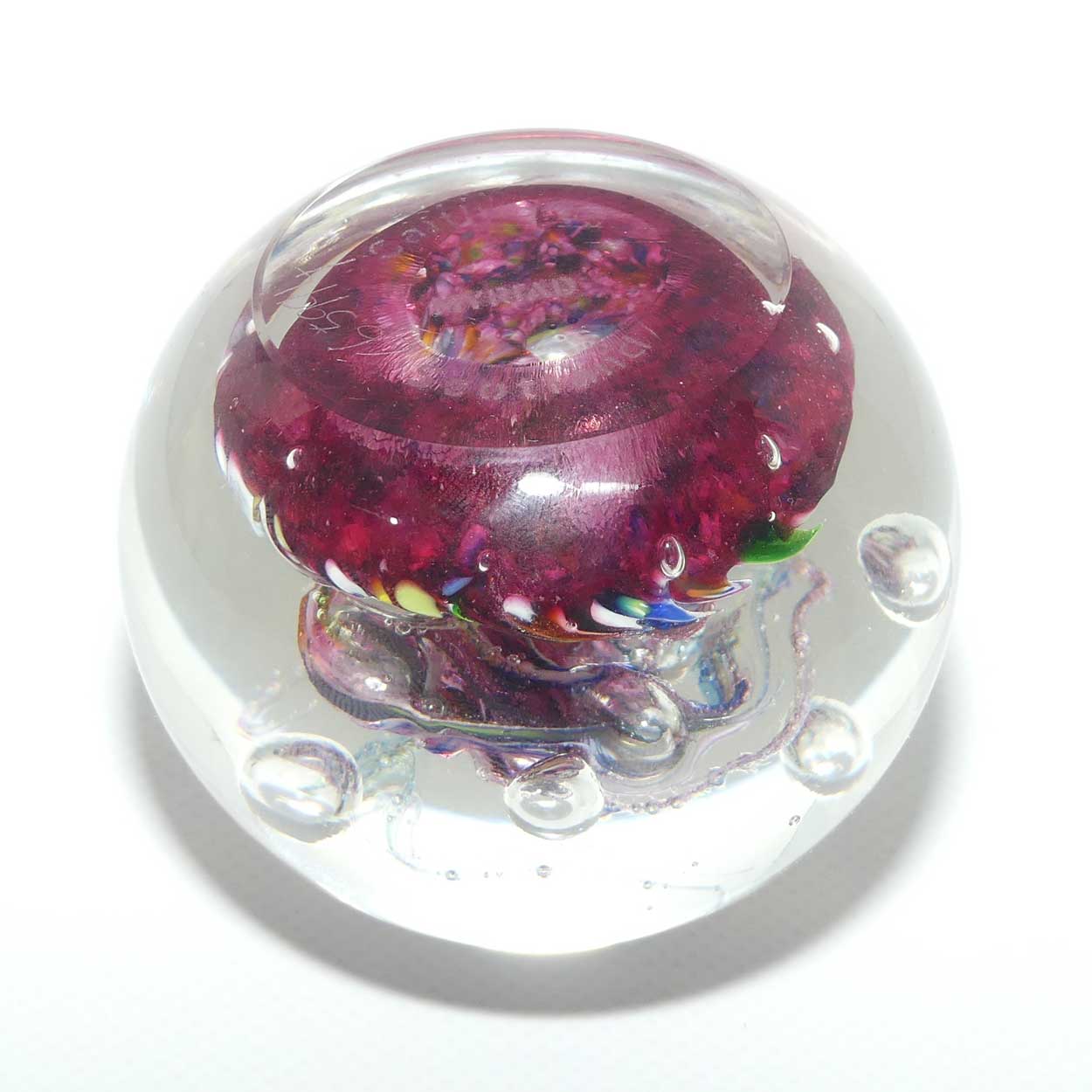 Caithness Glass Myriad design Controlled Bubble Magnum paperweight | Cranberry
