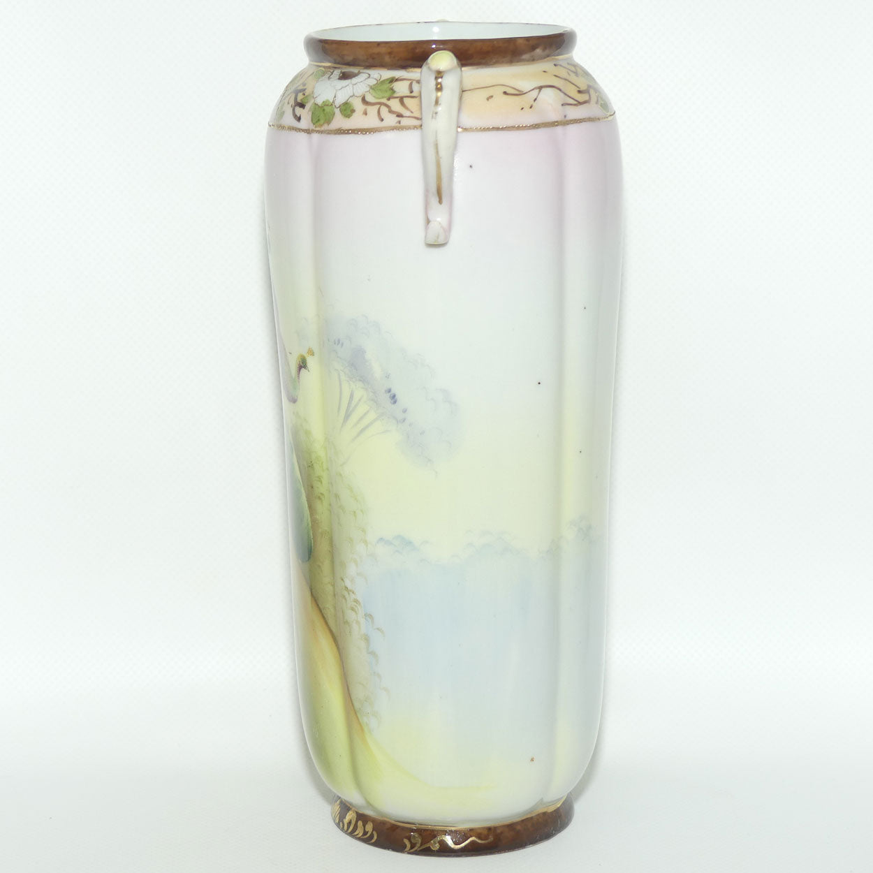 Nagoya SNB Nippon Gilt and Hand Painted tall Peacock vase | 25cm