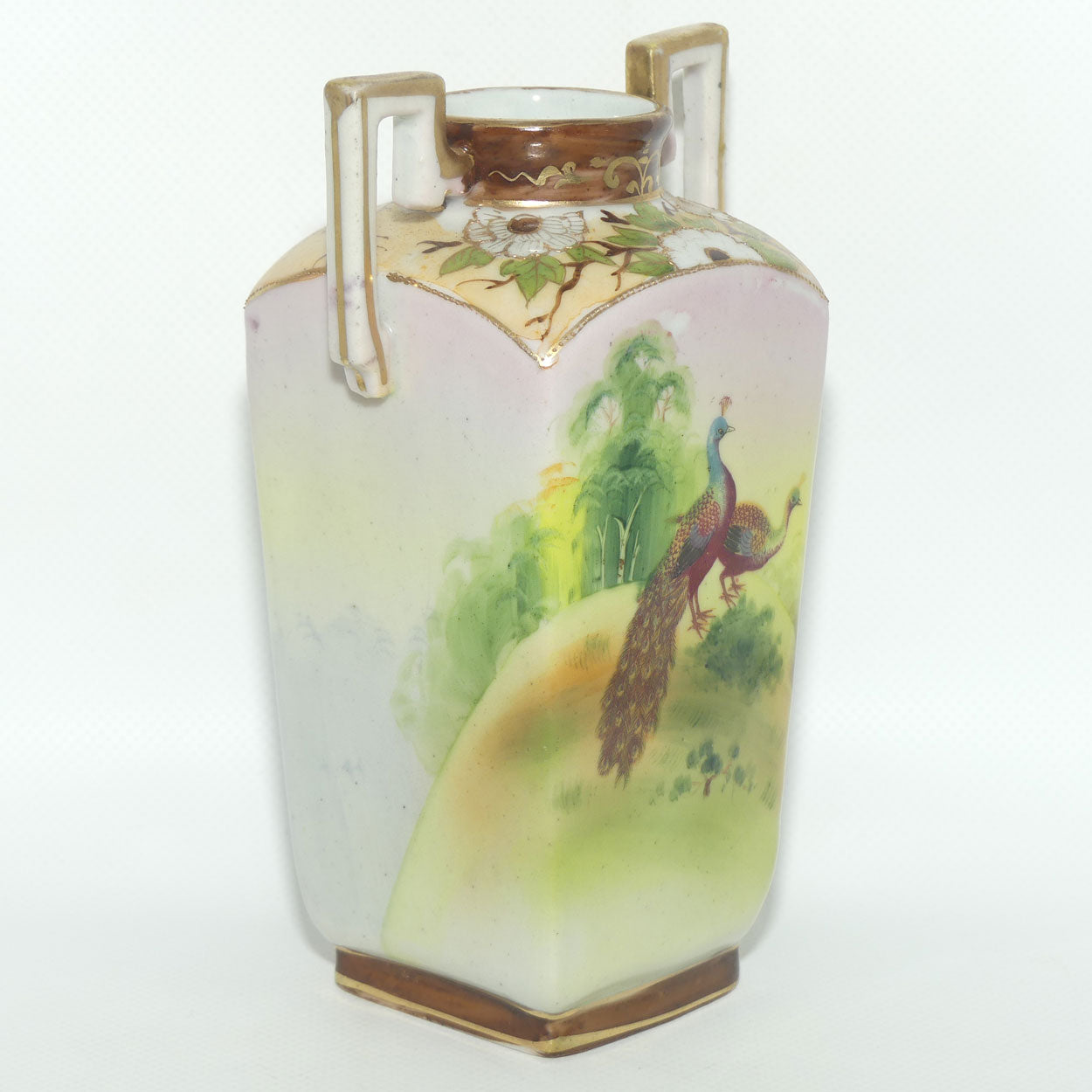 Nagoya SNB Nippon Gilt and Hand Painted Peacock vase #2 | 17cm
