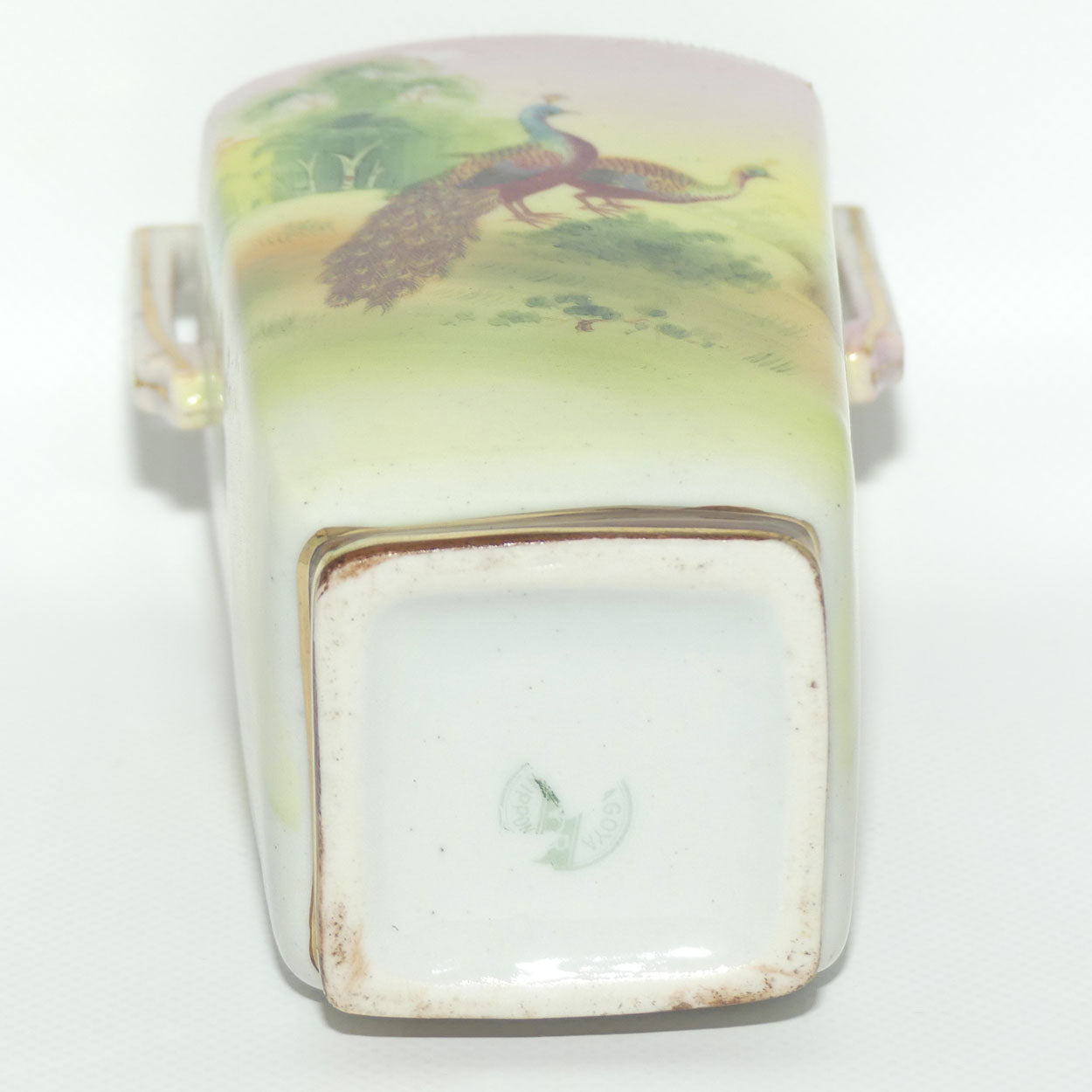 Nagoya SNB Nippon Gilt and Hand Painted Peacock vase #2 | 17cm