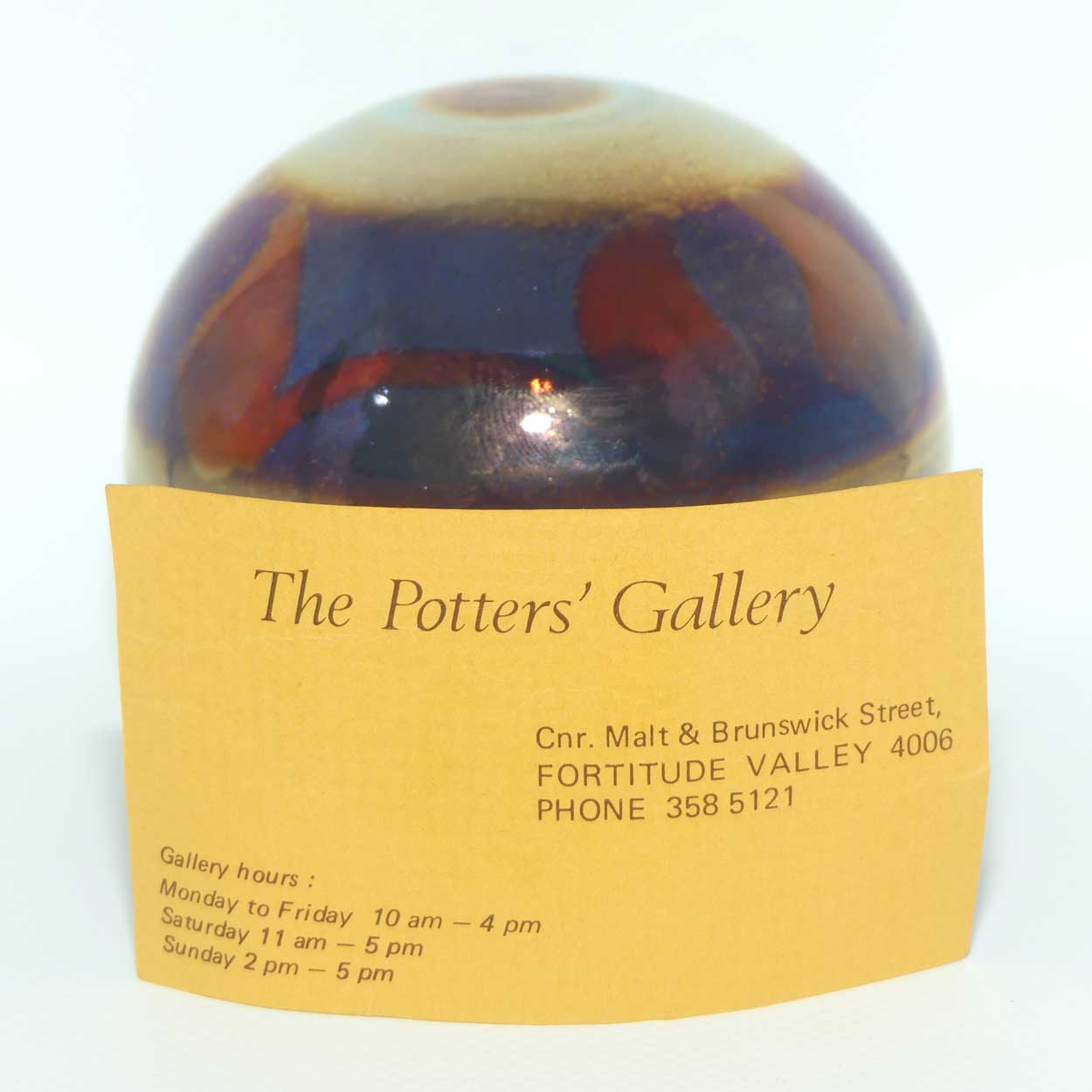 Australian Pottery sphere with lustre glaze by Nancy Marshall