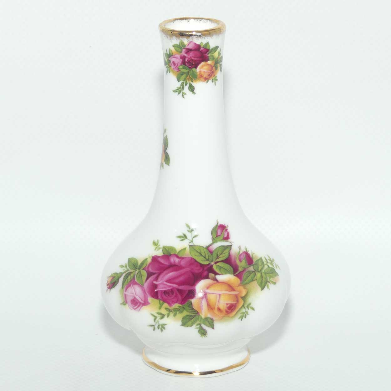 Royal Albert Bone China Old Country Roses narrow neck bud vase | © 1962 Royal Albert Ltd backstamp | #2