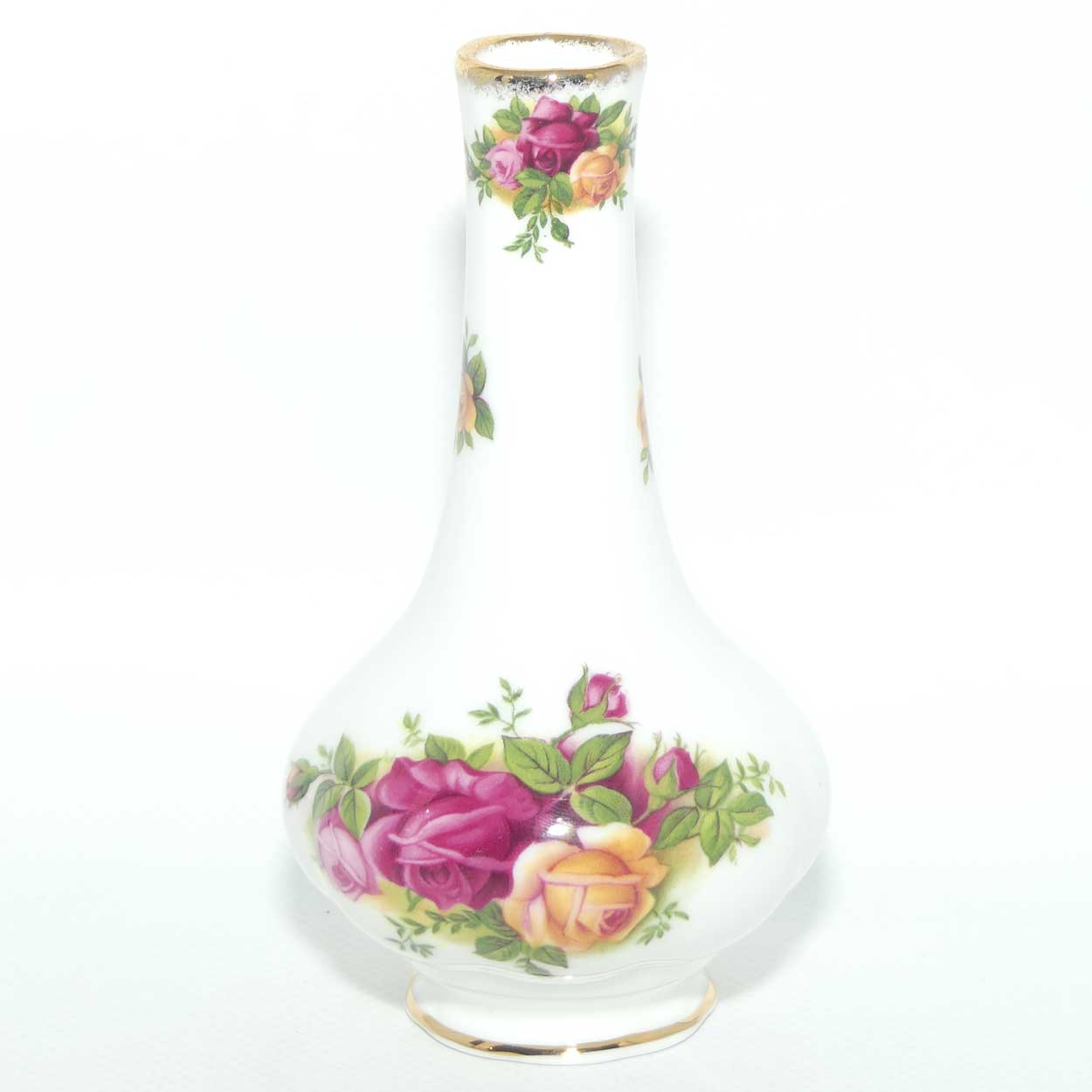 Royal Albert Bone China Old Country Roses narrow neck bud vase | © 1962 Royal Albert Ltd backstamp | #2