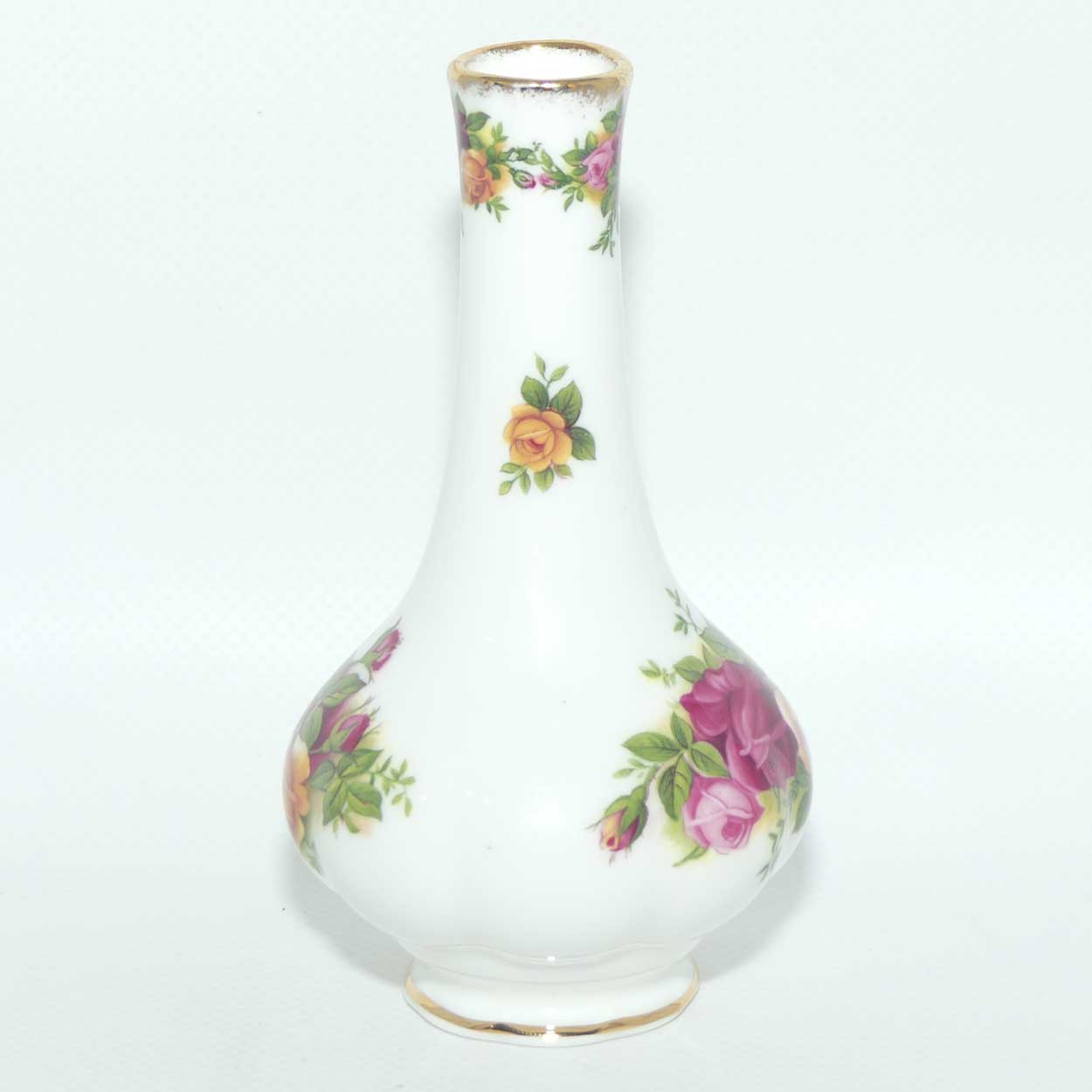 Royal Albert Bone China Old Country Roses narrow neck bud vase | © 1962 Royal Albert Ltd backstamp | #2