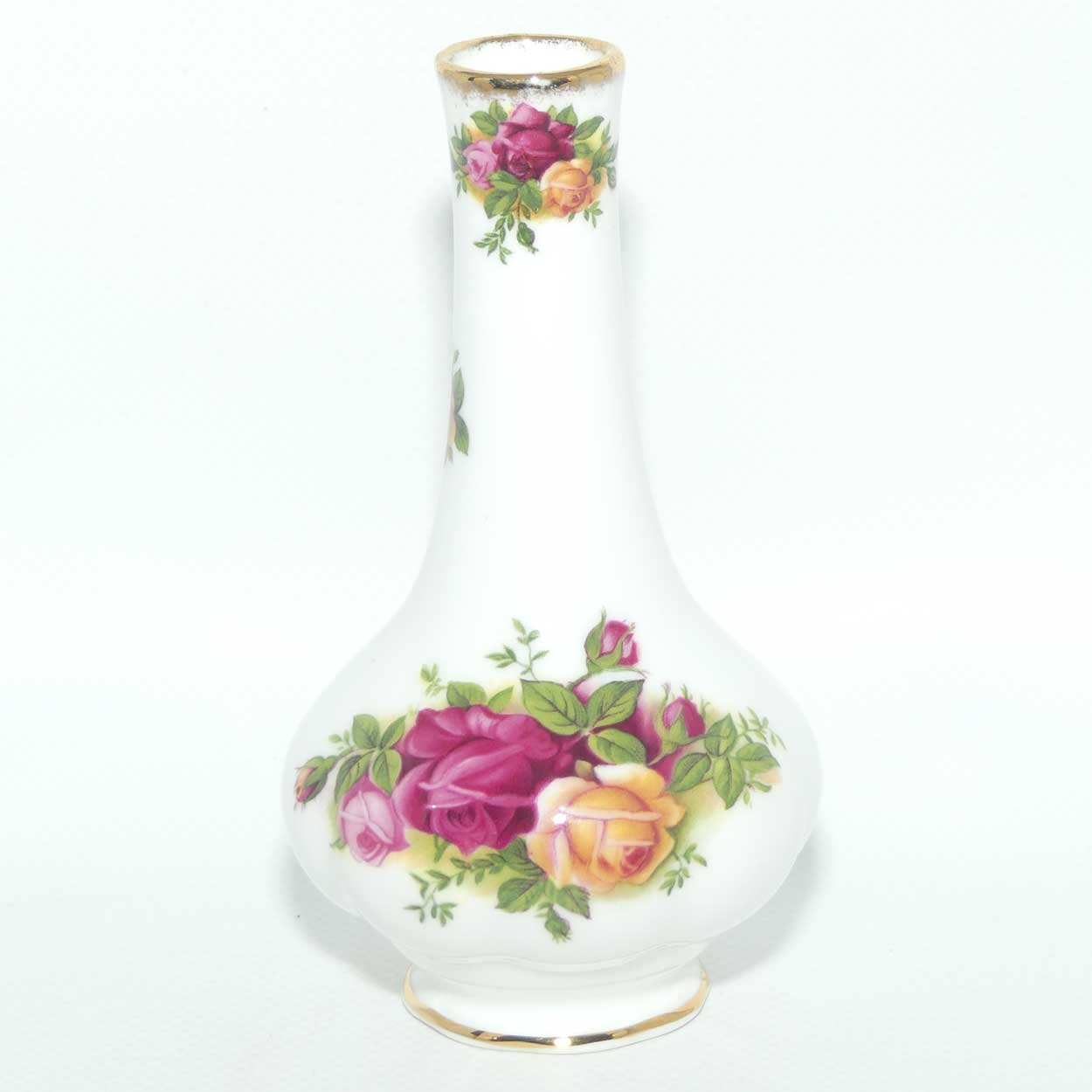 Royal Albert Bone China Old Country Roses narrow neck bud vase | © 1962 Royal Albert Ltd backstamp | #2