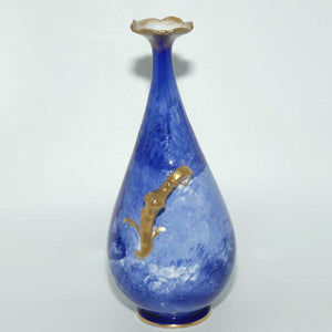 Doulton Burslem Blue Childrens narrow neck vase with fancy helix twist handles (#1)