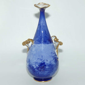 Doulton Burslem Blue Childrens narrow neck vase with fancy helix twist handles (#1)