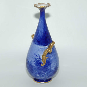 Doulton Burslem Blue Childrens narrow neck vase with fancy helix twist handles (#1)