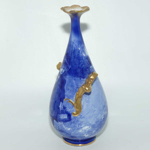 Doulton Burslem Blue Childrens narrow neck vase with fancy helix twist handles (#2)