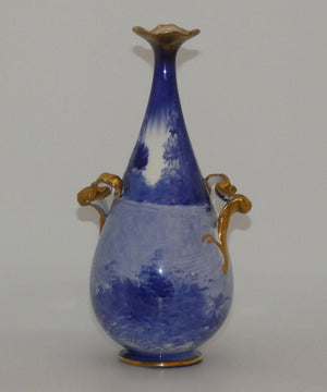 Doulton Burslem Blue Childrens narrow neck vase with fancy helix twist handles (#2)