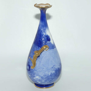 Doulton Burslem Blue Childrens narrow neck vase with fancy helix twist handles (#2)