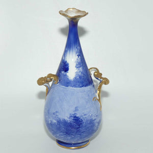 Doulton Burslem Blue Childrens narrow neck vase with fancy helix twist handles (#2)