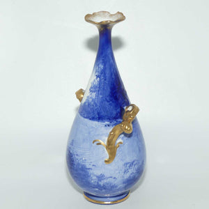 Doulton Burslem Blue Childrens narrow neck vase with fancy helix twist handles (#2)