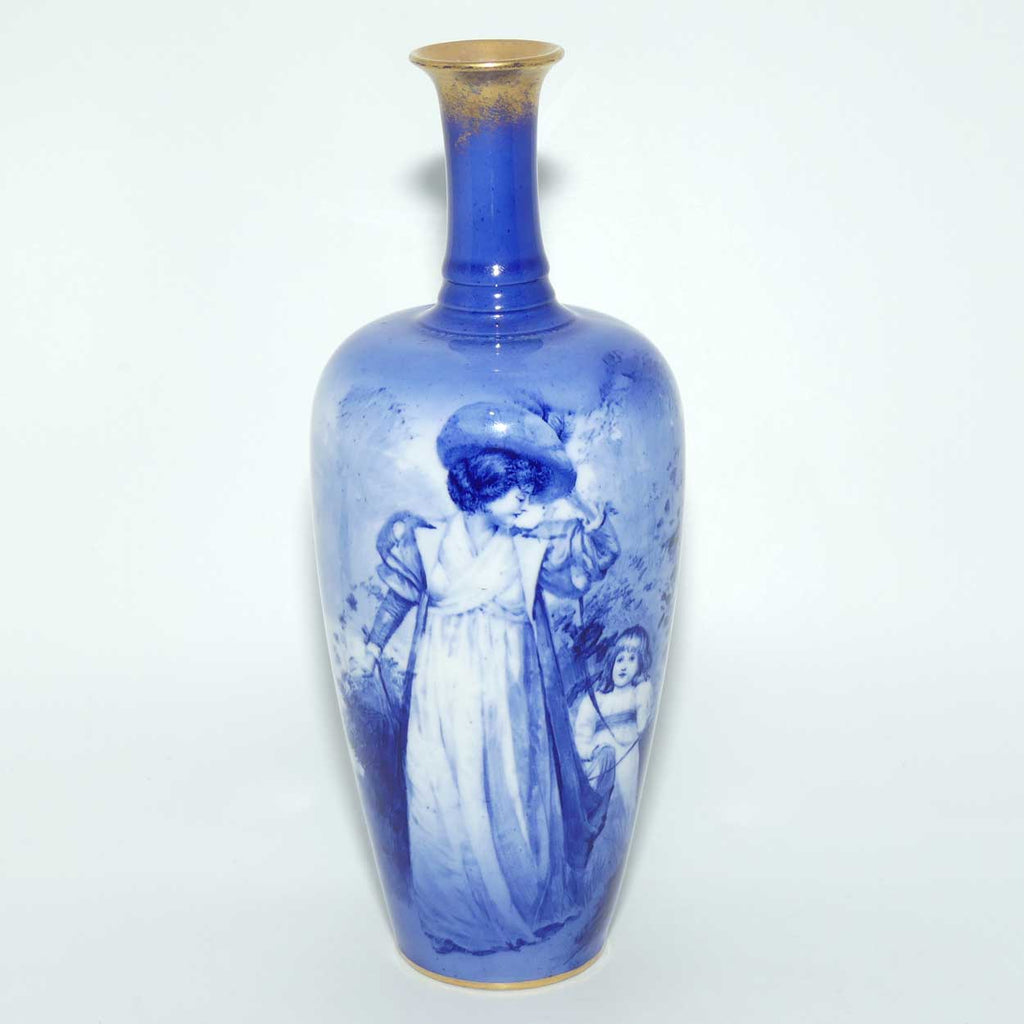 Royal Doulton Blue Childrens narrow neck vase |Woman with child|