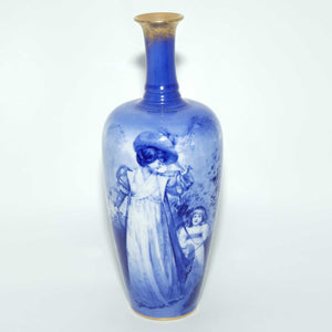 Royal Doulton Blue Childrens narrow neck vase |Woman with child|