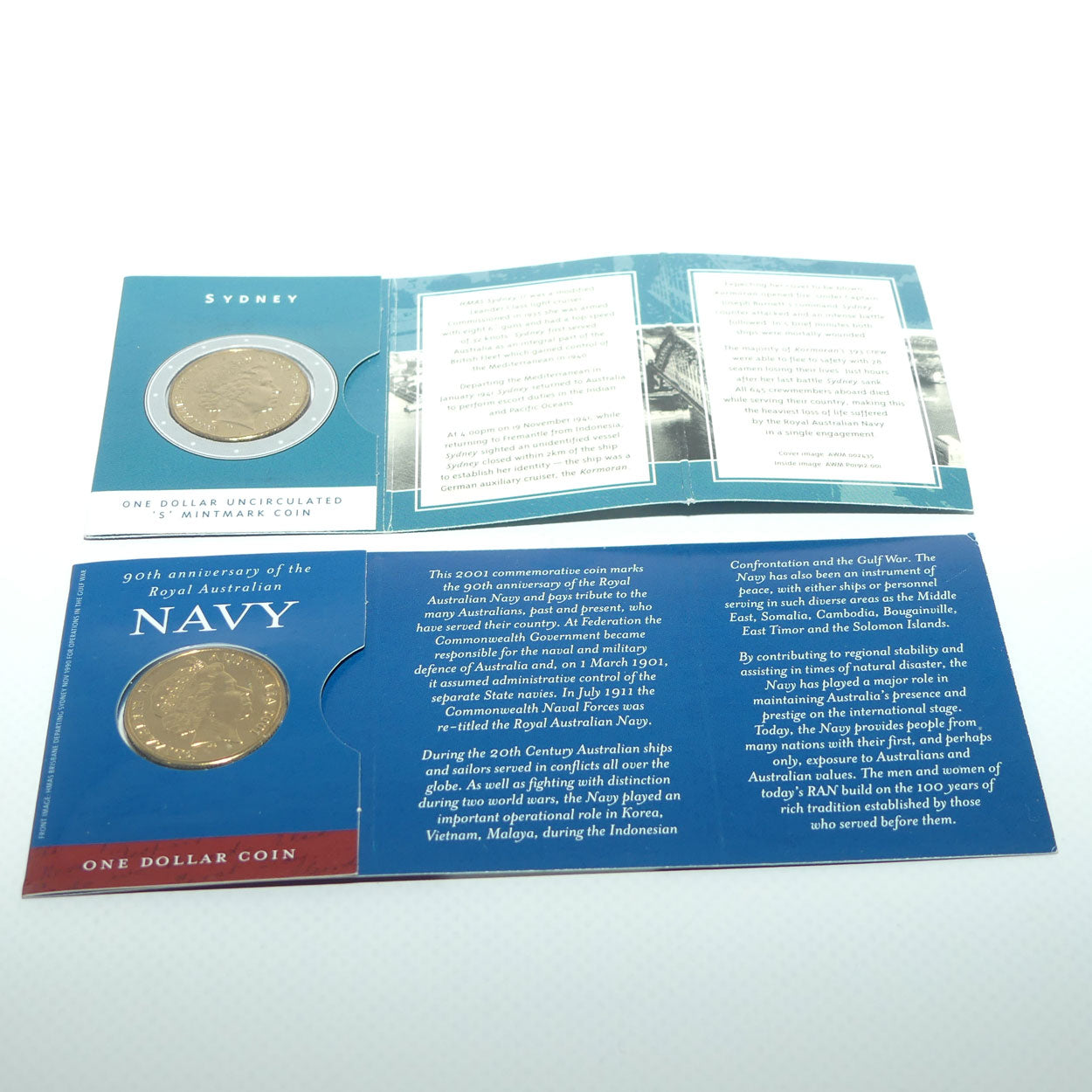 RAM 2000 - 2001 Australian Navy Collection of Commemorative coins | HMAS Sydney II Silver and Alum Bronze and 90th Anniv Navy