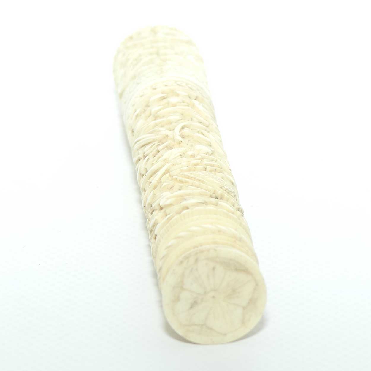 Chinese Carved Ivory needle case containing numerous counters